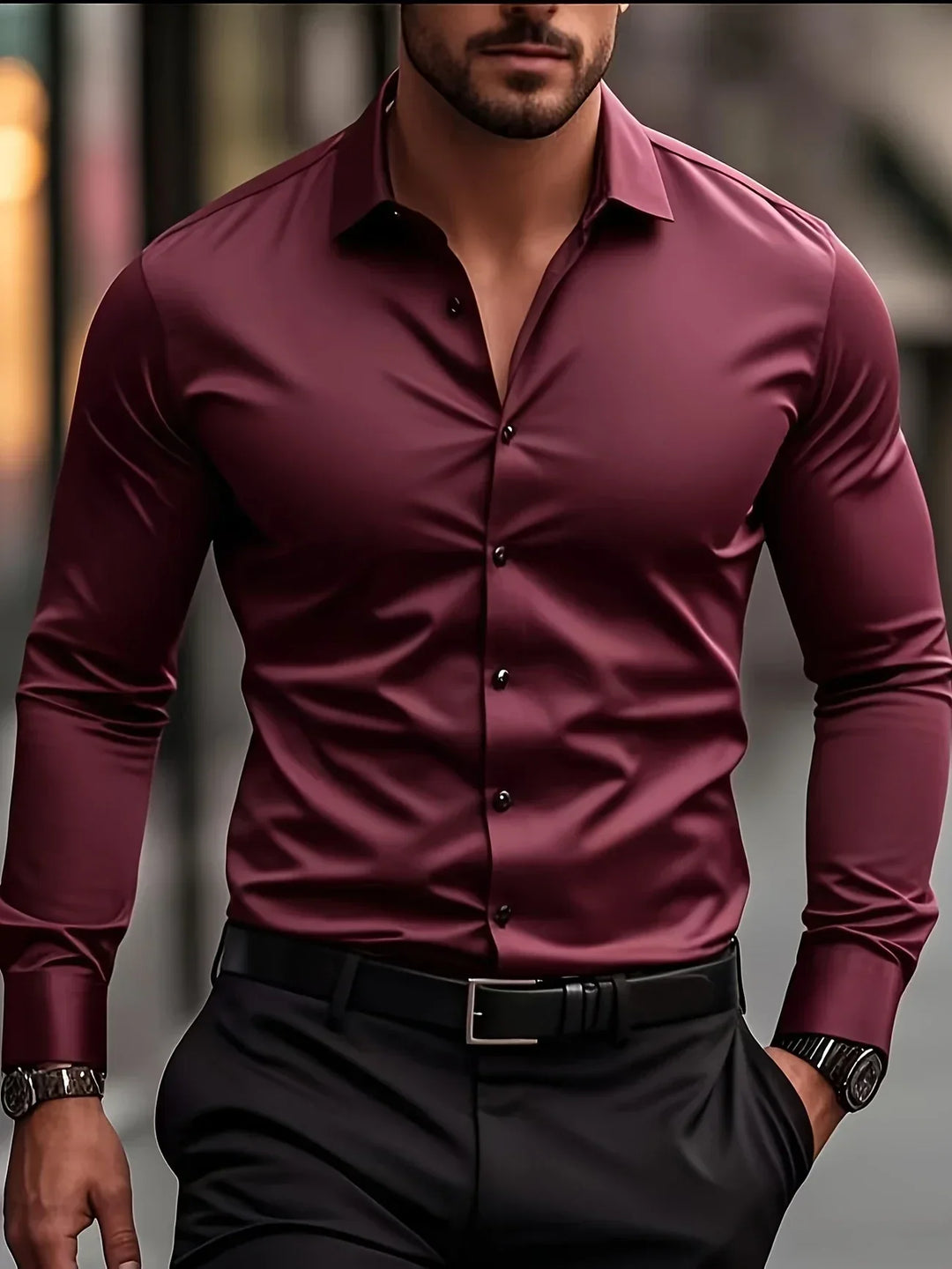 OHMIQUE | Chemise élégante à manches longues avec boutons