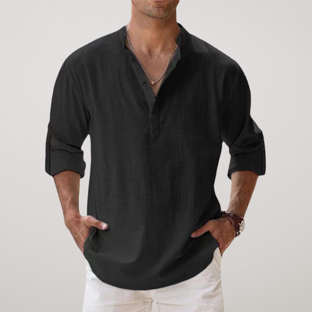 OHMIQUE | Chemise Henley en coton effet lin