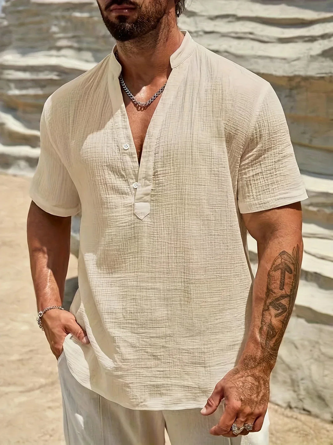 OHMIQUE | Chemise d’été élégante à col montant