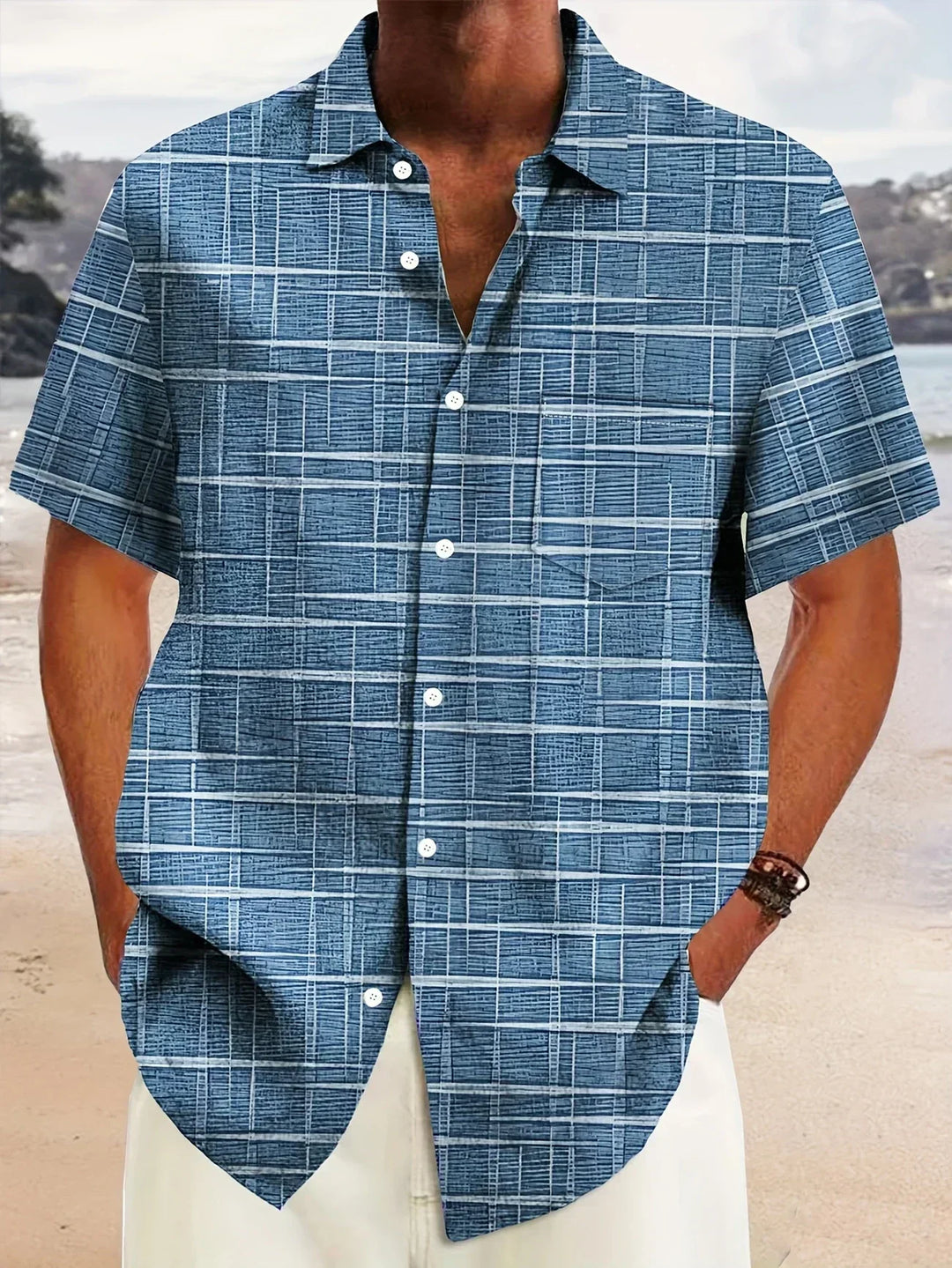 OHMIQUE | Chemise élégante à motif rayé et à carreaux