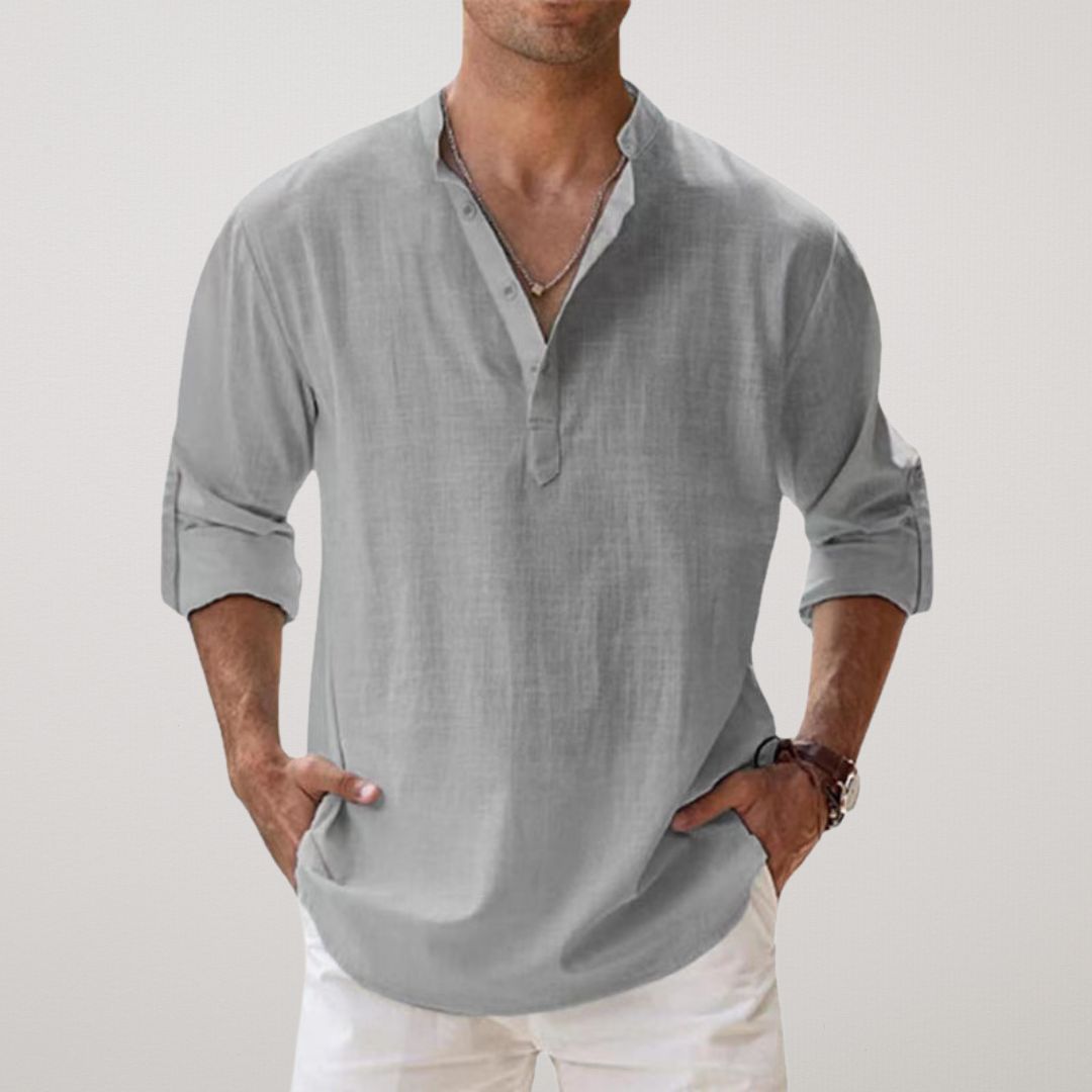 OHMIQUE | Chemise Henley en coton effet lin