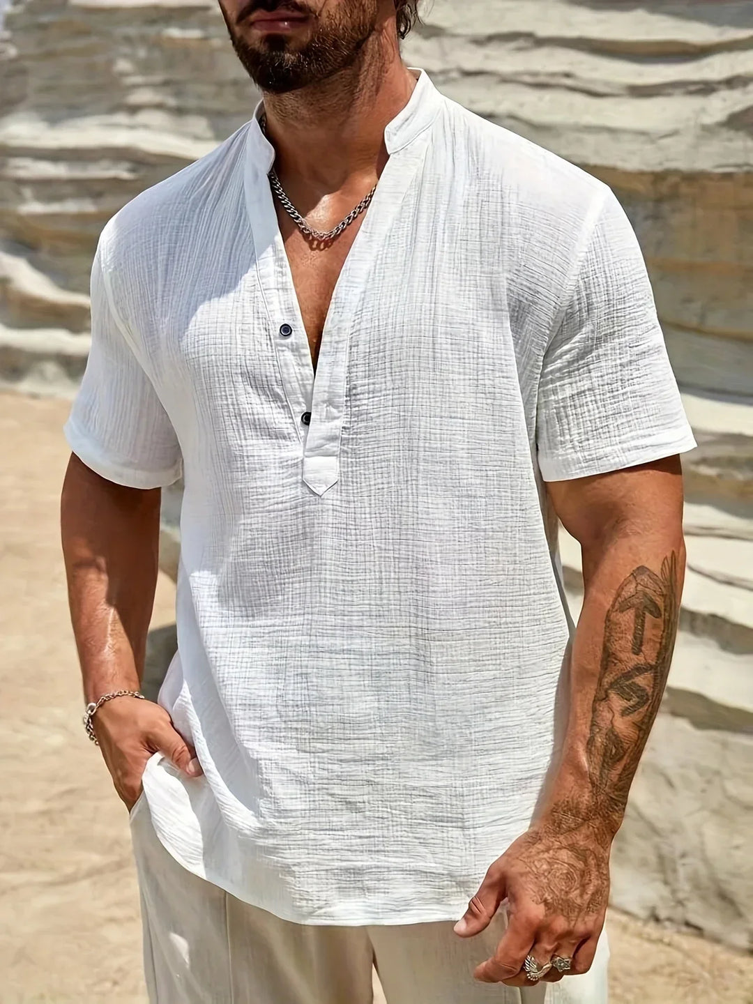 OHMIQUE | Chemise d’été élégante à col montant