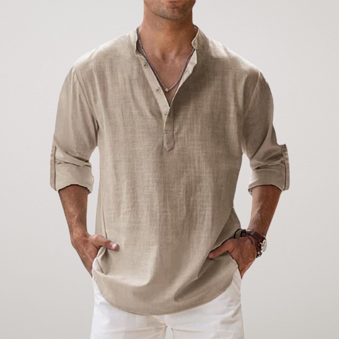 OHMIQUE | Chemise Henley en coton effet lin