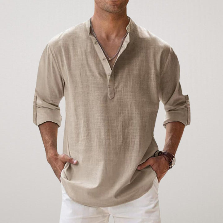 OHMIQUE | Chemise Henley en coton effet lin