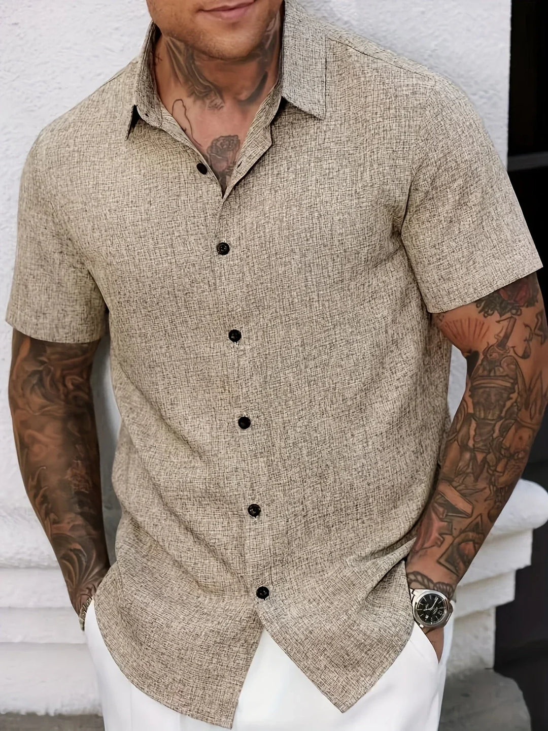 OHMIQUE | Chemise légère à manches courtes en mélange de lin