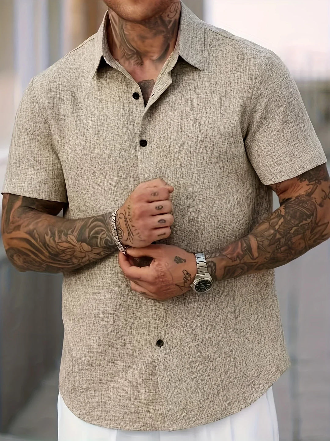 OHMIQUE | Chemise légère à manches courtes en mélange de lin