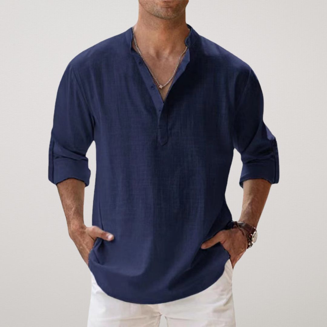OHMIQUE | Chemise Henley en coton effet lin