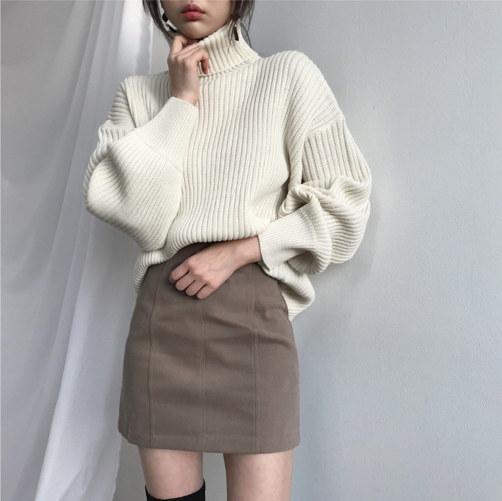 OHMIQUE | Luxe Pull à col roulé et à manches ballon