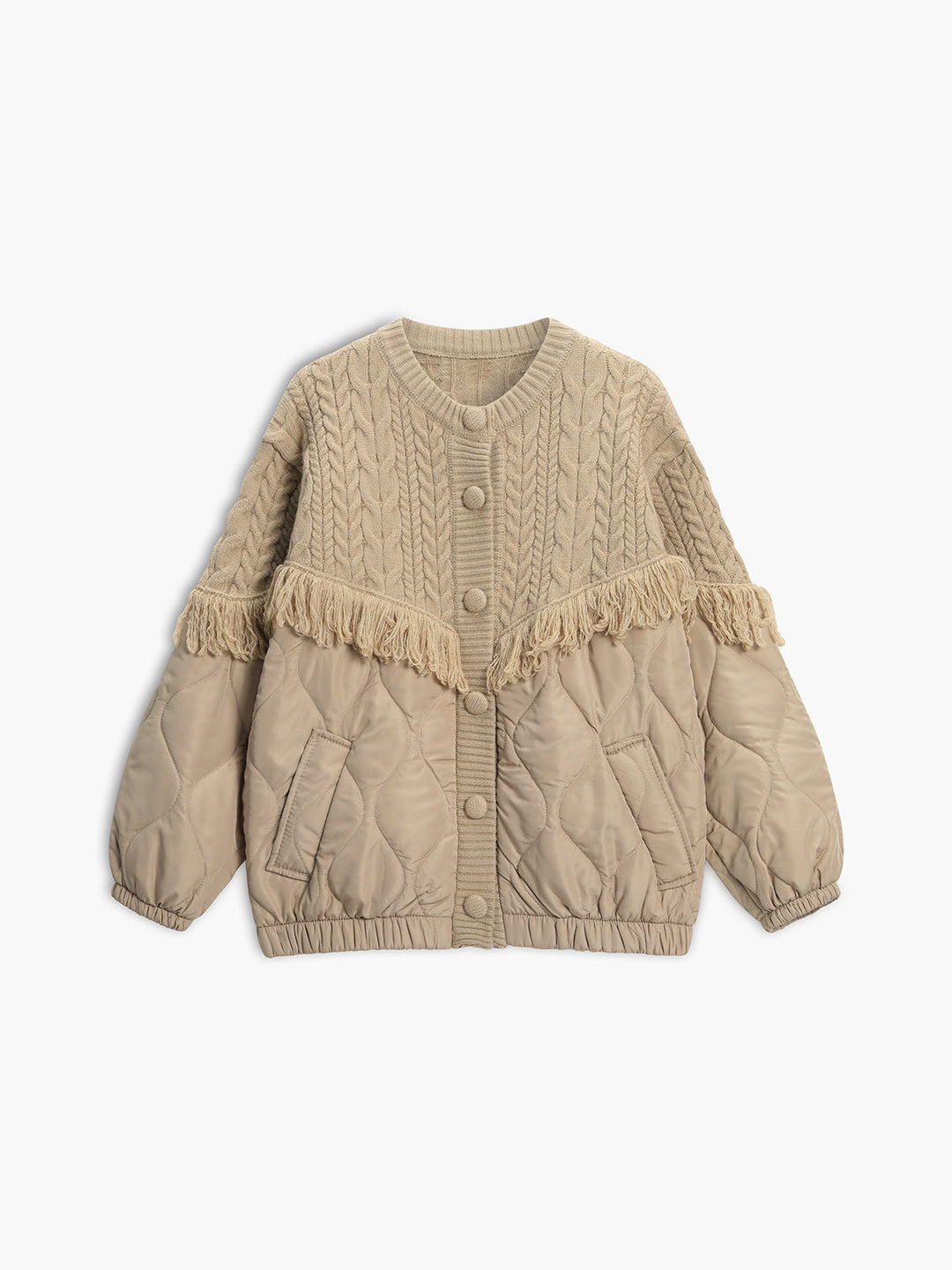 OHMIQUE | Veste matelassée en tricot torsadé patchwork