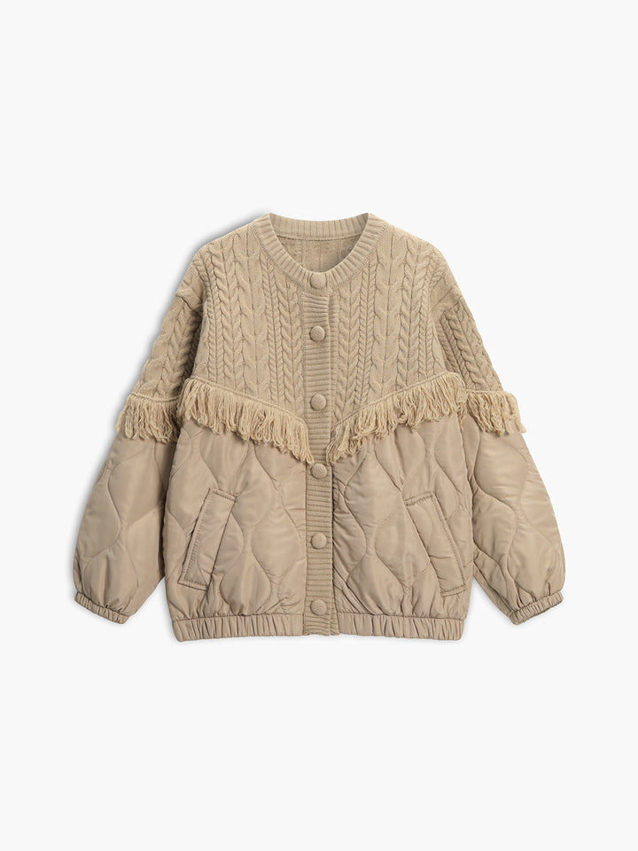 OHMIQUE | Veste matelassée en tricot torsadé patchwork