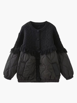 OHMIQUE | Veste matelassée en tricot torsadé patchwork