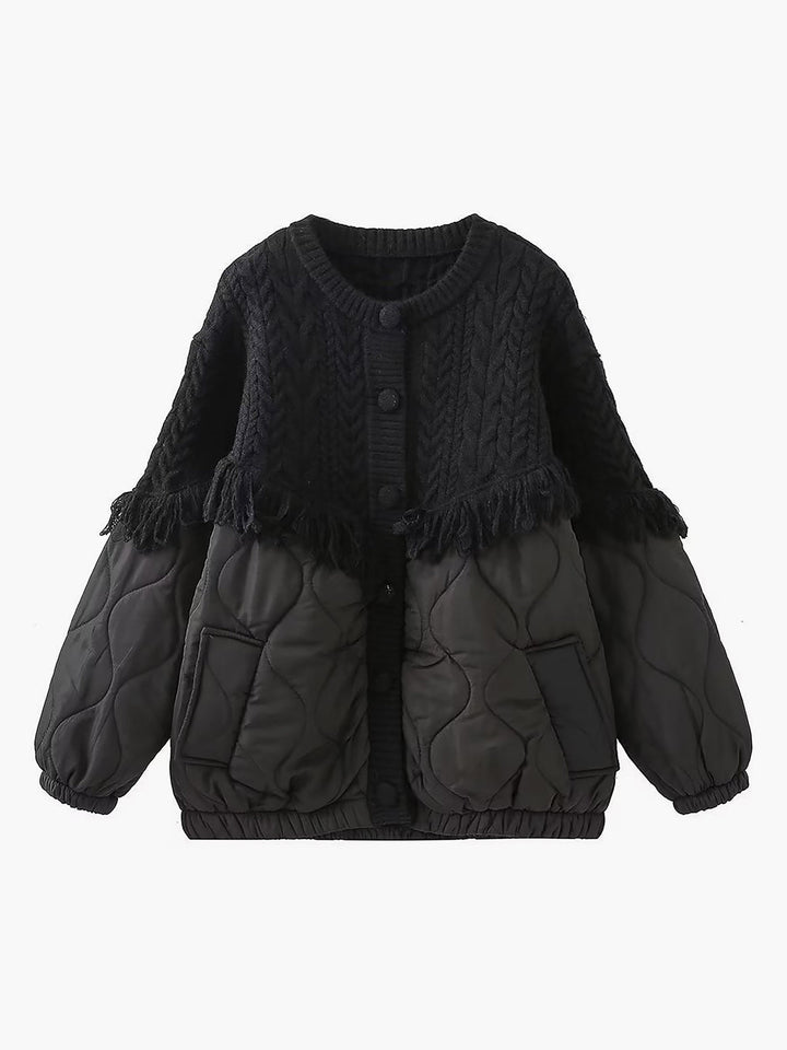 OHMIQUE | Veste matelassée en tricot torsadé patchwork