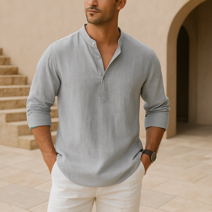 OHMIQUE | Chemise Henley en coton effet lin