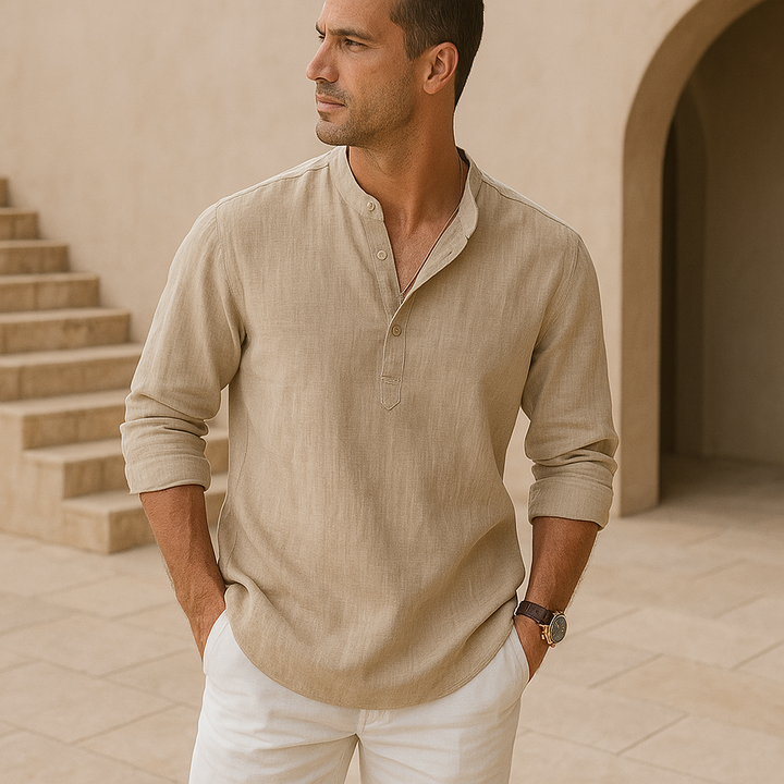 OHMIQUE | Chemise Henley en coton effet lin