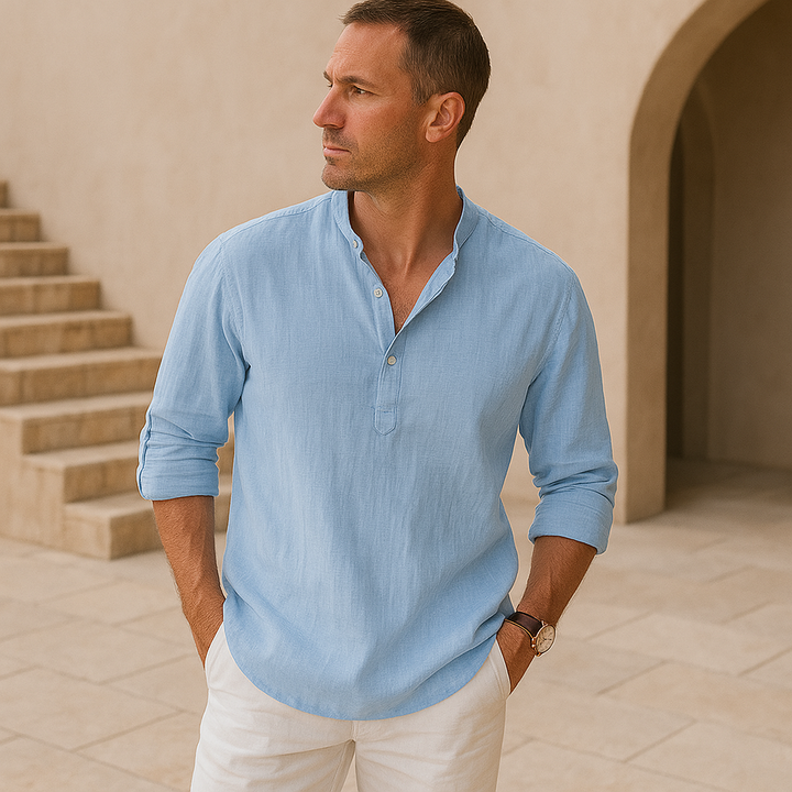 OHMIQUE | Chemise Henley en coton effet lin