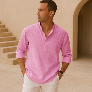 OHMIQUE | Chemise Henley en coton effet lin