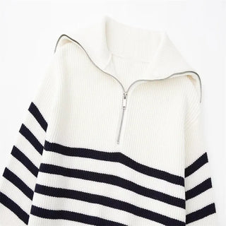 OHMIQUE | Pull zippé rayé