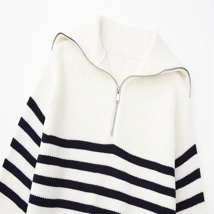 OHMIQUE | Pull zippé rayé