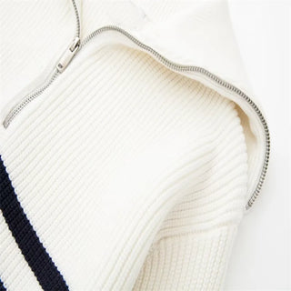OHMIQUE | Pull zippé rayé