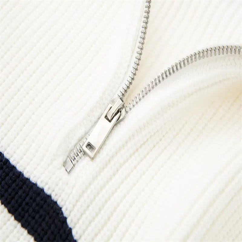 OHMIQUE | Pull zippé rayé