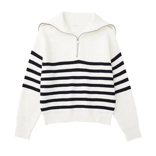 OHMIQUE | Pull zippé rayé