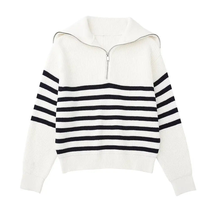 OHMIQUE | Pull zippé rayé