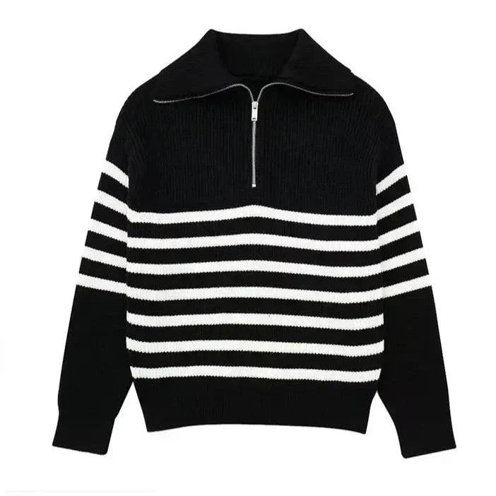 OHMIQUE | Pull zippé rayé