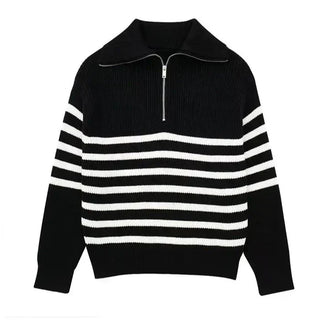OHMIQUE | Pull zippé rayé