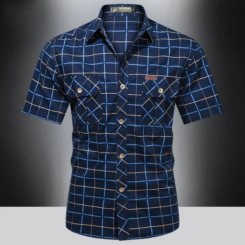 OHMIQUE | Chemise élégante à manches courtes à carreaux