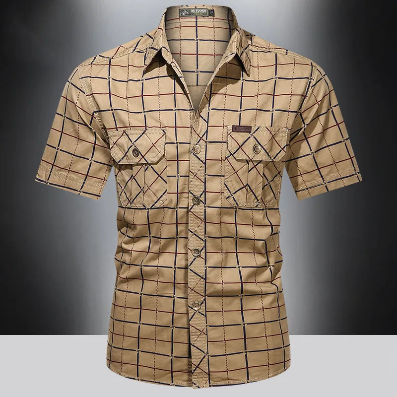 OHMIQUE | Chemise élégante à manches courtes à carreaux
