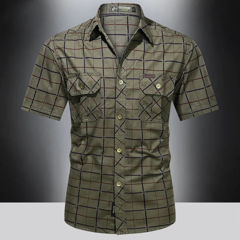 OHMIQUE | Chemise élégante à manches courtes à carreaux