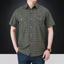 OHMIQUE | Chemise élégante à manches courtes à carreaux