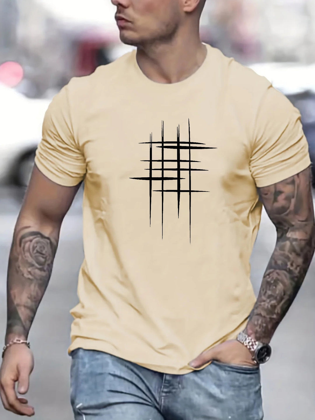 OHMIQUE | T-shirt élégant à col rond avec imprimé graphique