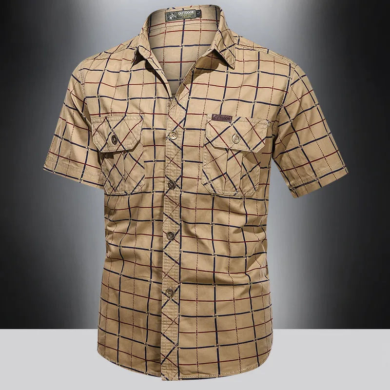 OHMIQUE | Chemise élégante à manches courtes à carreaux