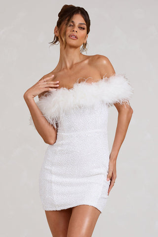 OHMIQUE | Robe à pailettes avec plumes