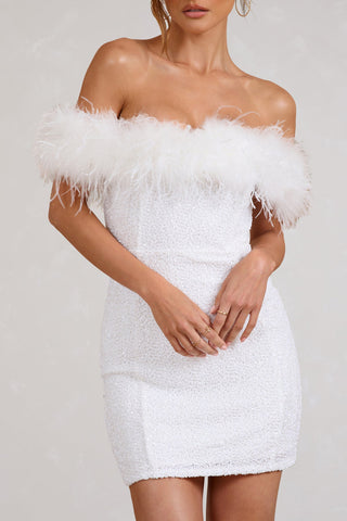 OHMIQUE | Robe à pailettes avec plumes