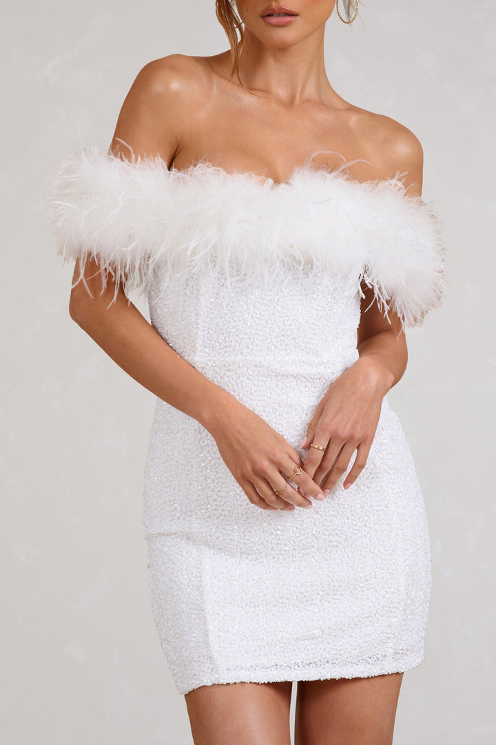 OHMIQUE | Robe à pailettes avec plumes