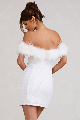OHMIQUE | Robe à pailettes avec plumes