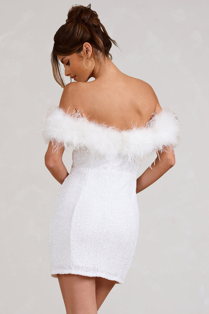 OHMIQUE | Robe à pailettes avec plumes