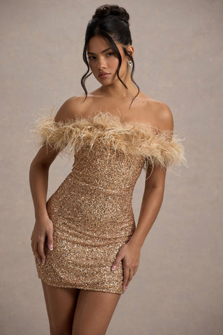 OHMIQUE | Robe à pailettes avec plumes