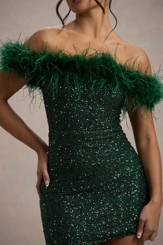 OHMIQUE | Robe à pailettes avec plumes
