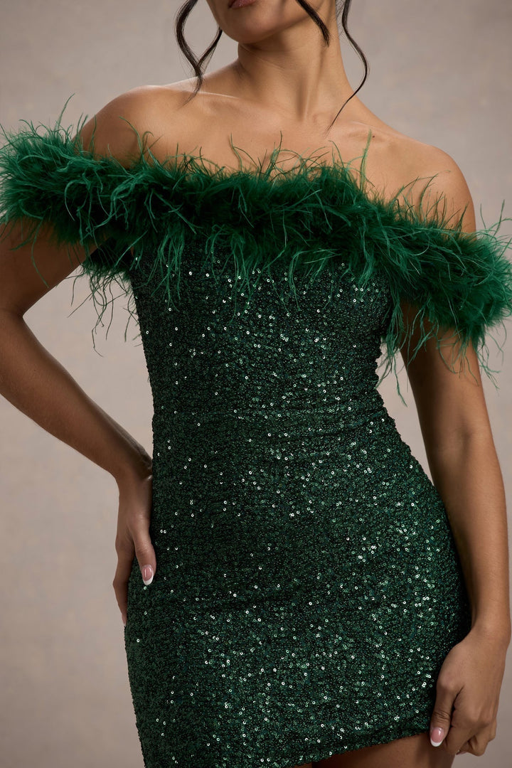 OHMIQUE | Robe à pailettes avec plumes