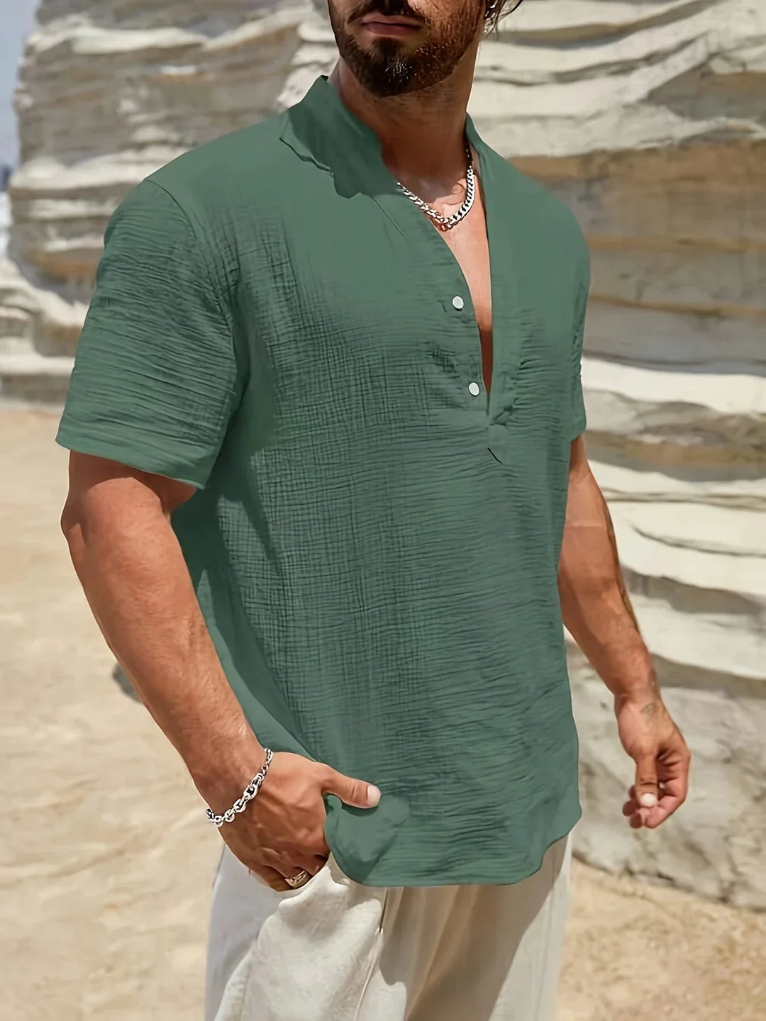 OHMIQUE | Chemise d’été élégante à col montant