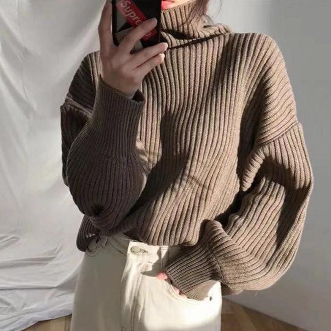 OHMIQUE | Luxe Pull à col roulé et à manches ballon