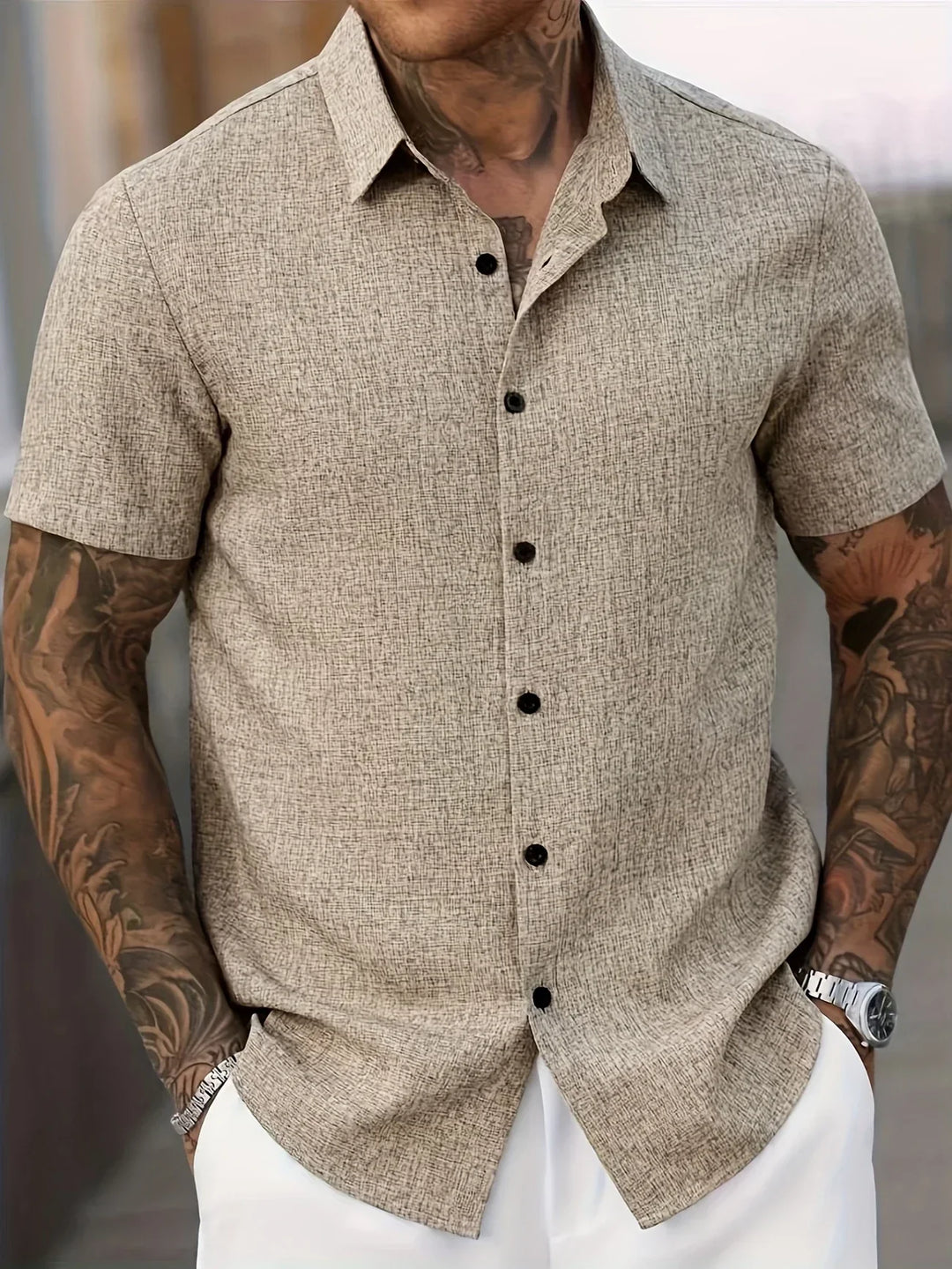 OHMIQUE | Chemise légère à manches courtes en mélange de lin