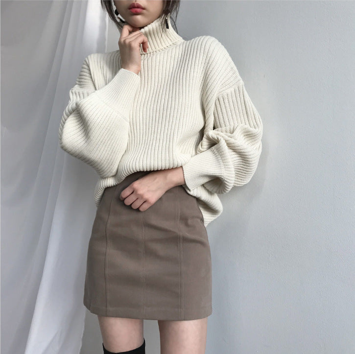 OHMIQUE | Luxe Pull à col roulé et à manches ballon