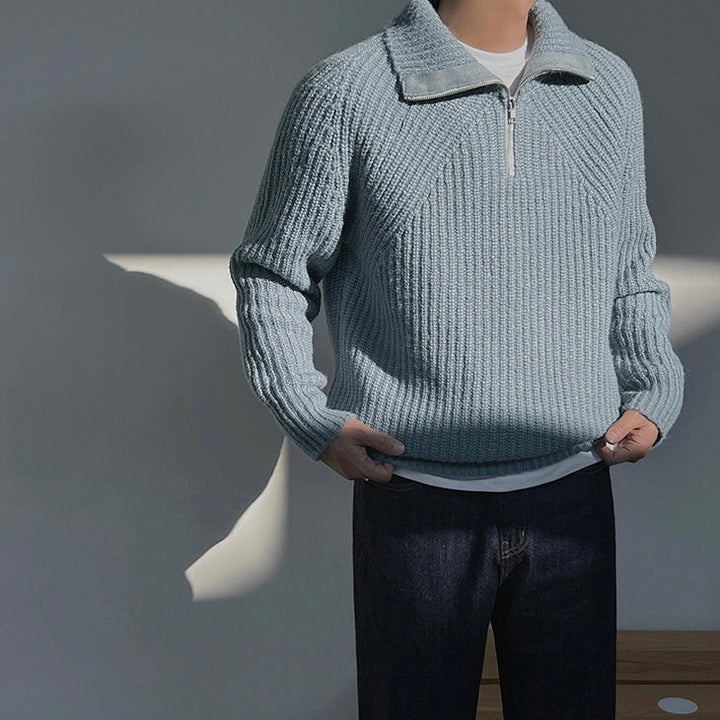 OHMIQUE | Pull Azure à quart de zip