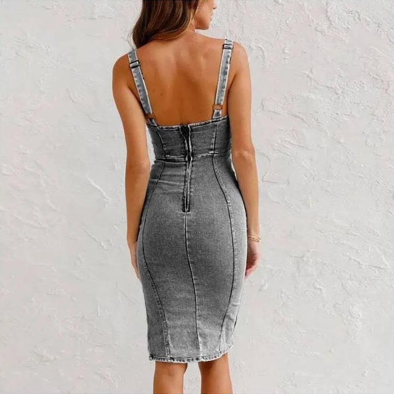 OHMIQUE | Robe Camisole Moulante en Denim